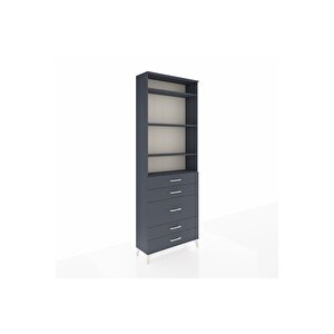 Arges Dolap 4 Raflı 5 Çekmeceli 88x30x243 Antrasit-antrasit
