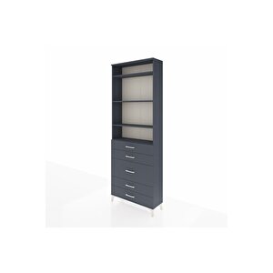 Arges Dolap 4 Raflı 5 Çekmeceli 88x30x243 Antrasit-antrasit