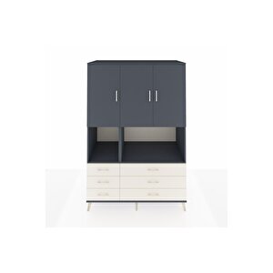 Kronos Dolap 6 Raflı 6 Çekmeceli 3 Kapaklı 132x59x195 Antrasit-antrasit/aytaşı