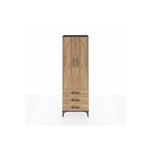 Arges Dolap Tek Raflı 3 Çekmeceli Tek Askılı 60x30x182 Antrasit-çam