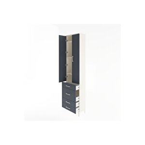 Arges Dolap 4 Raflı 4 Çekmeceli 2 Kapaklı 60x30x243 Aytaşı-antrasit