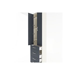 Arges Dolap 4 Raflı 4 Çekmeceli 2 Kapaklı 60x30x243 Aytaşı-antrasit