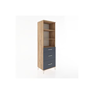 Hyperion Dolap 3 Raflı 3 Çekmeceli 60x44x195 Çam-antrasit