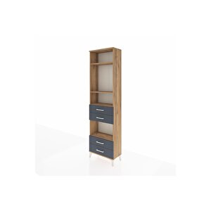 Arges Dolap 4 Raflı 4 Çekmeceli 60x30x221 Çam-antrasit