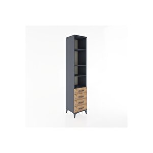 Hyperion Dolap 4 Raflı 4 Çekmeceli 44x44x221 Antrasit-çam