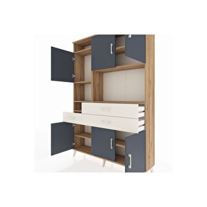 Arges Dolap 9 Raflı 3 Çekmeceli 6 Kapaklı 132x30x195 Çam-antrasit/aytaşı