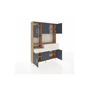 Arges Dolap 9 Raflı 3 Çekmeceli 6 Kapaklı 132x30x195 Çam-antrasit/aytaşı