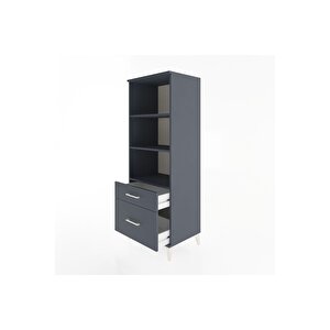 Hyperion Dolap 3 Raflı 2 Çekmeceli 60x44x163 Antrasit-antrasit
