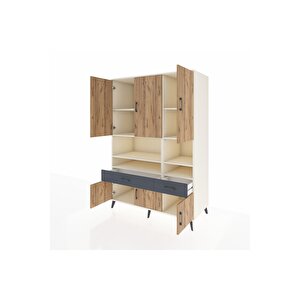 Kronos Dolap 8 Raflı 2 Çekmeceli 6 Kapaklı 132x59x195 Aytaşı-çam/antrasit