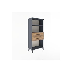Arges Dolap 2 Raflı 2 Çekmeceli 60x30x134 Antrasit-çam
