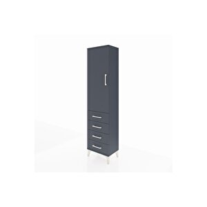 Arges Dolap Tek Raflı 4 Çekmeceli Tek Askılı 44x30x182 Antrasit-antrasit
