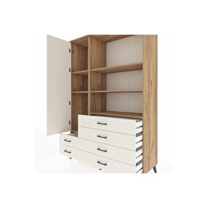 Hyperion Gardrop 7 Raflı 6 Çekmeceli Tek Kapaklı  132x44x195 Çam-aytaşı