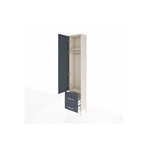 Arges Dolap 2 Raflı 2 Çekmeceli Tek Askılı 44x30x221 Aytaşı-antrasit