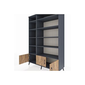 Hyperion Dolap 10 Raflı 3 Kapaklı 132x44x195 Antrasit-çam/antrasit