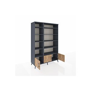 Hyperion Dolap 10 Raflı 3 Kapaklı 132x44x195 Antrasit-çam/antrasit