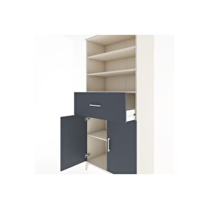 Hyperion Dolap 4 Raflı Tek Çekmeceli 2 Kapaklı 88x44x195 Aytaşı-antrasit