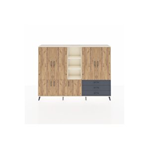 Arges Dolap 11 Raflı 3 Çekmeceli 7 Kapaklı 220x30x163 Aytaşı-çam/antrasit