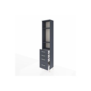 Arges Dolap 3 Raflı 4 Çekmeceli 44x30x221 Antrasit-antrasit