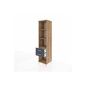 Hyperion Dolap 3 Raflı 2 Çekmeceli 44x44x195 Çam-antrasit