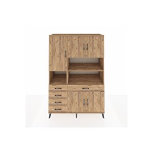 Kronos Dolap 9 Raflı 5 Çekmeceli 5 Kapaklı 132x59x195 Çam-çam/çam