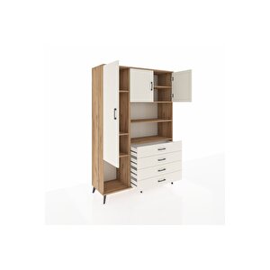 Hyperion Gardrop 7 Raflı 4 Çekmeceli 3 Kapaklı 132x44x195 Çam-aytaşı