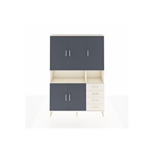 Arges Dolap 7 Raflı 4 Çekmeceli 5 Kapaklı 132x30x195 Aytaşı-antrasit/aytaşı