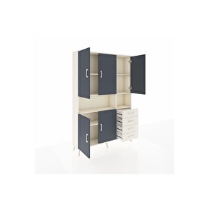 Arges Dolap 7 Raflı 4 Çekmeceli 5 Kapaklı 132x30x195 Aytaşı-antrasit/aytaşı