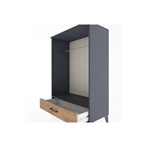 Hyperion Dolap Tek Raflı Tek Çekmeceli Tek Askılı 88x44x134 Antrasit-çam