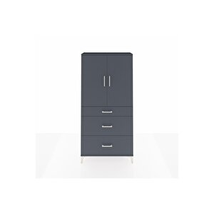 Arges Dolap 3 Raflı 3 Çekmeceli 2 Kapaklı 88x30x182 Antrasit-antrasit