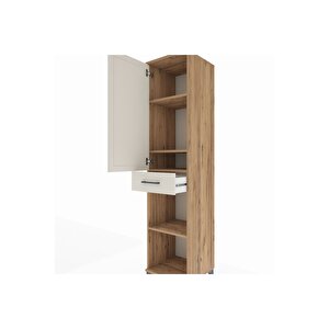 Hyperion Dolap 4 Raflı Tek Çekmeceli Tek Kapaklı 44x44x195 Çam-aytaşı