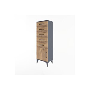 Arges Dolap 5 Çekmeceli Tek Kapaklı 44x30x134 Antrasit-çam