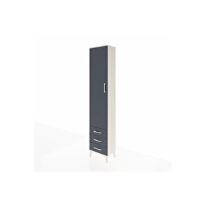 Arges Dolap 2 Raflı 3 Çekmeceli Tek Askılı 44x30x221 Aytaşı-antrasit