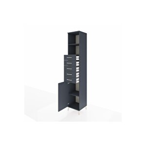 Hyperion Dolap 3 Raflı 5 Çekmeceli Tek Kapaklı 44x44x243 Antrasit-antrasit