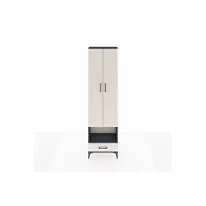 Arges Dolap 4 Raflı Tek Çekmeceli Tek Askılı 60x30x221 Antrasit-aytaşı