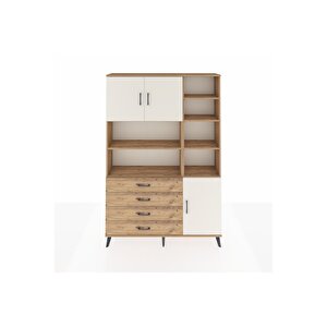 Arges Dolap 9 Raflı 4 Çekmeceli 3 Kapaklı 132x30x195 Çam-aytaşı/çam
