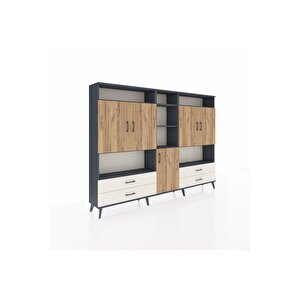 Arges Dolap 12 Raflı 4 Çekmeceli 5 Kapaklı 220x30x163 Antrasit-çam/aytaşı