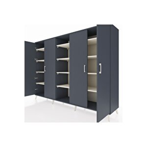 Hyperion Dolap 12 Raflı 4 Kapaklı 220x44x163 Antrasit-antrasit/aytaşı