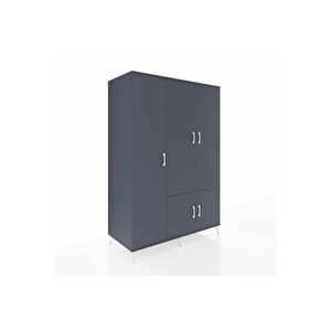 Kronos Dolap 7 Raflı 5 Kapaklı Tek Askılı 132x59x195 Antrasit-antrasit/aytaşı