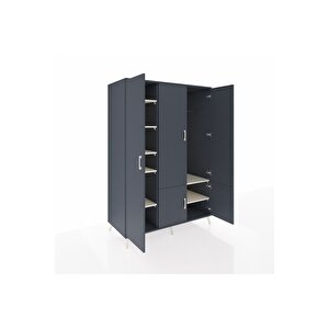 Kronos Dolap 7 Raflı 5 Kapaklı Tek Askılı 132x59x195 Antrasit-antrasit/aytaşı