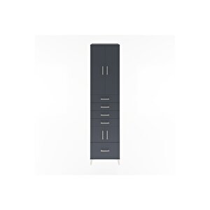 Hyperion Dolap 4 Raflı 5 Çekmeceli 4 Kapaklı 60x44x243 Antrasit-antrasit