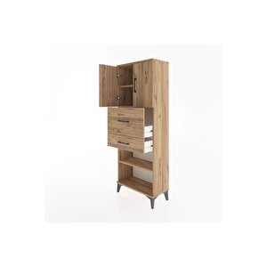 Arges Dolap 3 Raflı 2 Çekmeceli 2 Kapaklı 60x30x163 Çam-çam