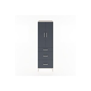 Hyperion Dolap 3 Raflı 3 Çekmeceli 2 Kapaklı 60x44x195 Aytaşı-antrasit