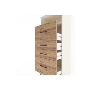 Arges Dolap Tek Raflı 4 Çekmeceli 60x30x134 Aytaşı-çam