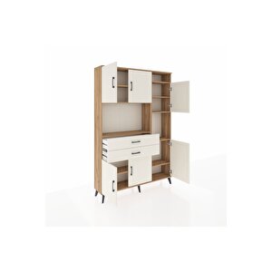 Arges Gardrop 9 Raflı 2 Çekmeceli 6 Kapaklı 132x30x195 Çam-aytaşı