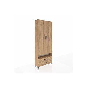 Arges Dolap 3 Raflı 2 Çekmeceli Tek Askılı 88x30x221 Çam-çam