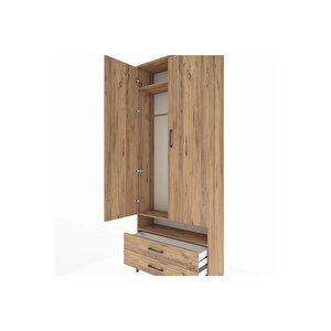 Arges Dolap 3 Raflı 2 Çekmeceli Tek Askılı 88x30x221 Çam-çam