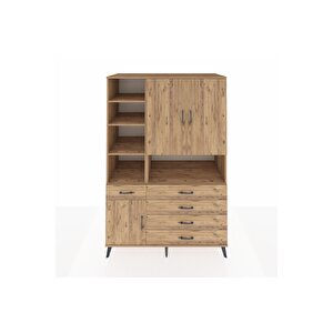 Kronos Dolap 8 Raflı 5 Çekmeceli 3 Kapaklı 132x59x195 Çam-çam/çam