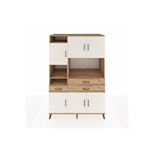 Kronos Dolap 9 Raflı 3 Çekmeceli 6 Kapaklı 132x59x195 Çam-aytaşı/çam