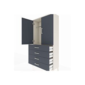 Arges Dolap Tek Raflı 4 Çekmeceli Tek Askılı 88x30x163 Aytaşı-antrasit