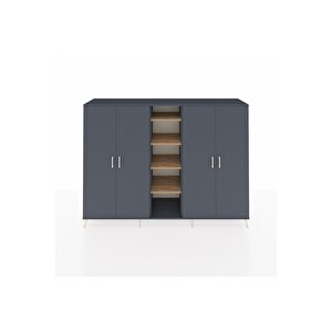 Hyperion Dolap 12 Raflı 4 Kapaklı 220x44x163 Antrasit-antrasit/çam